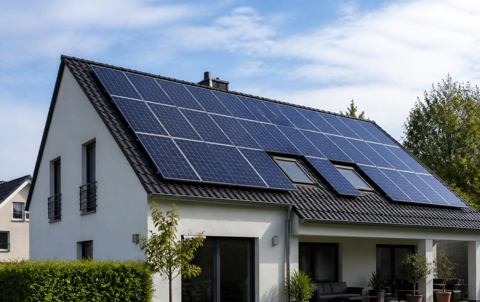 Einfamilienhaus mit Photovoltaikanlage auf dem Dach